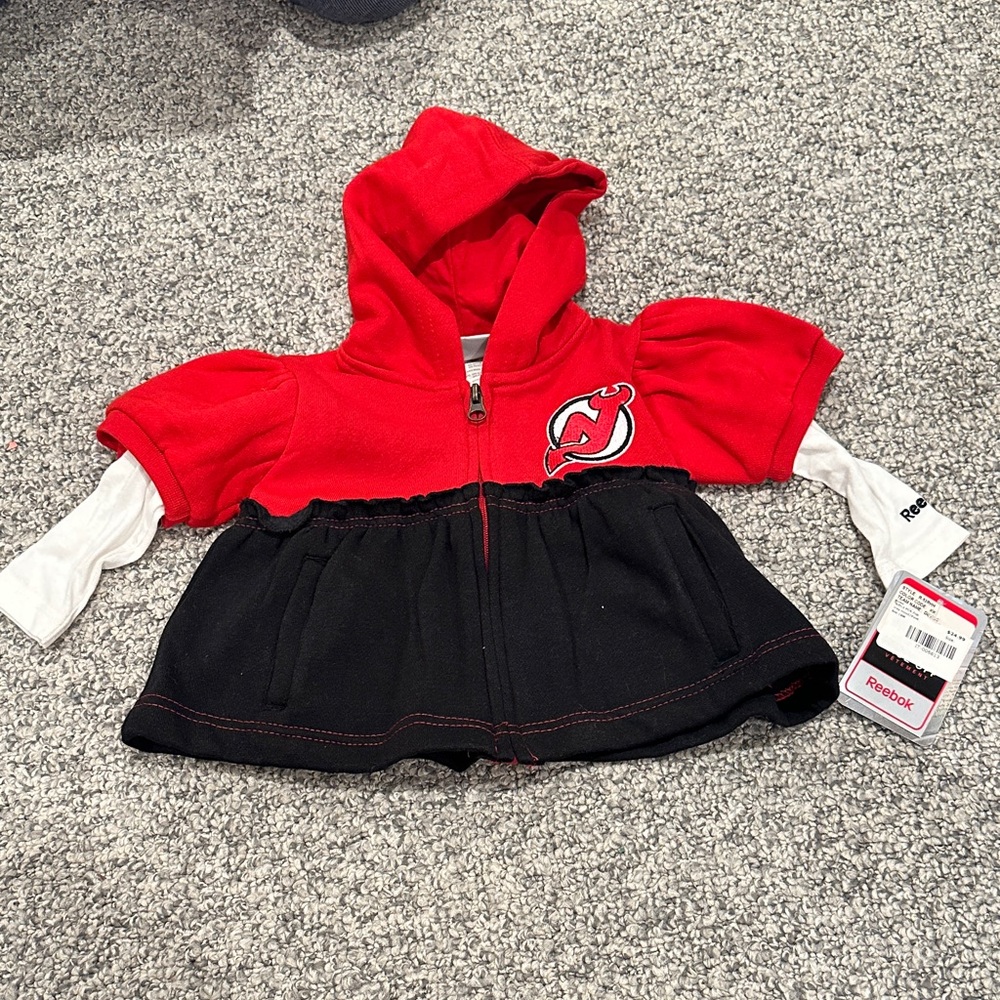NHL Red and Black Kids Hoodie New Jersey Devils